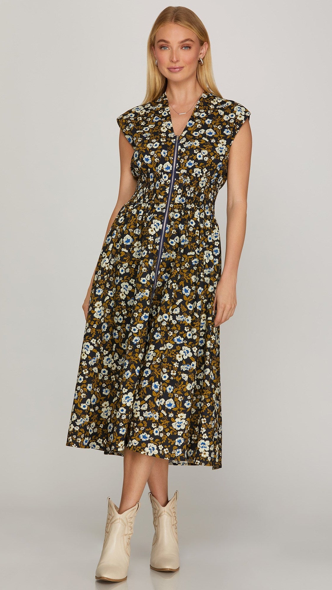 DAPHNE ZIP UP MIDI DRESS