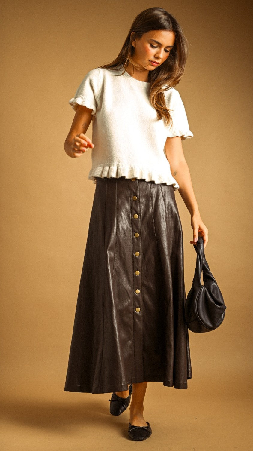 LENA RUFFLE HEM SWEATER