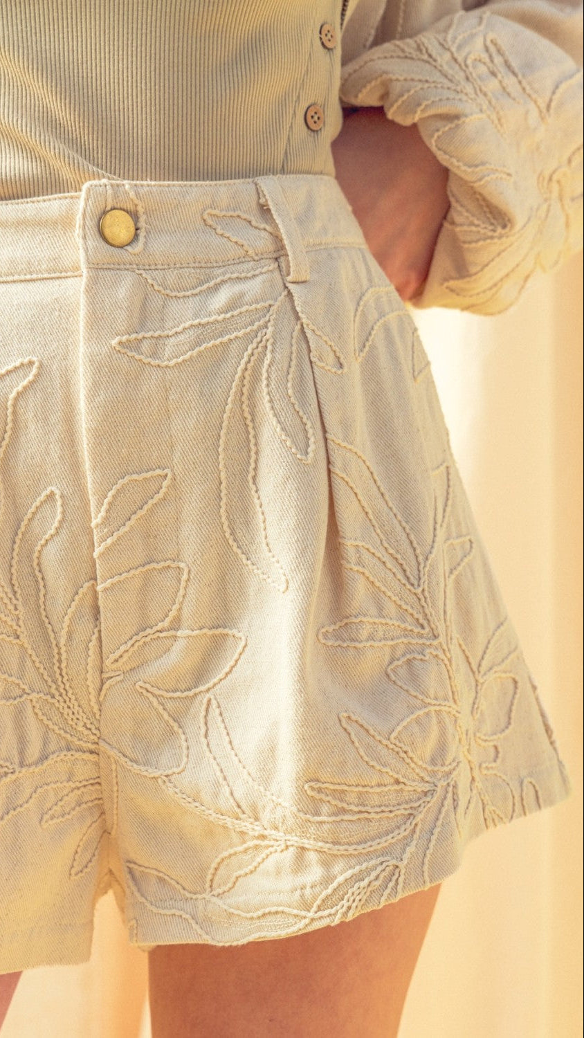 FLORAL JACQUARD SHORTS