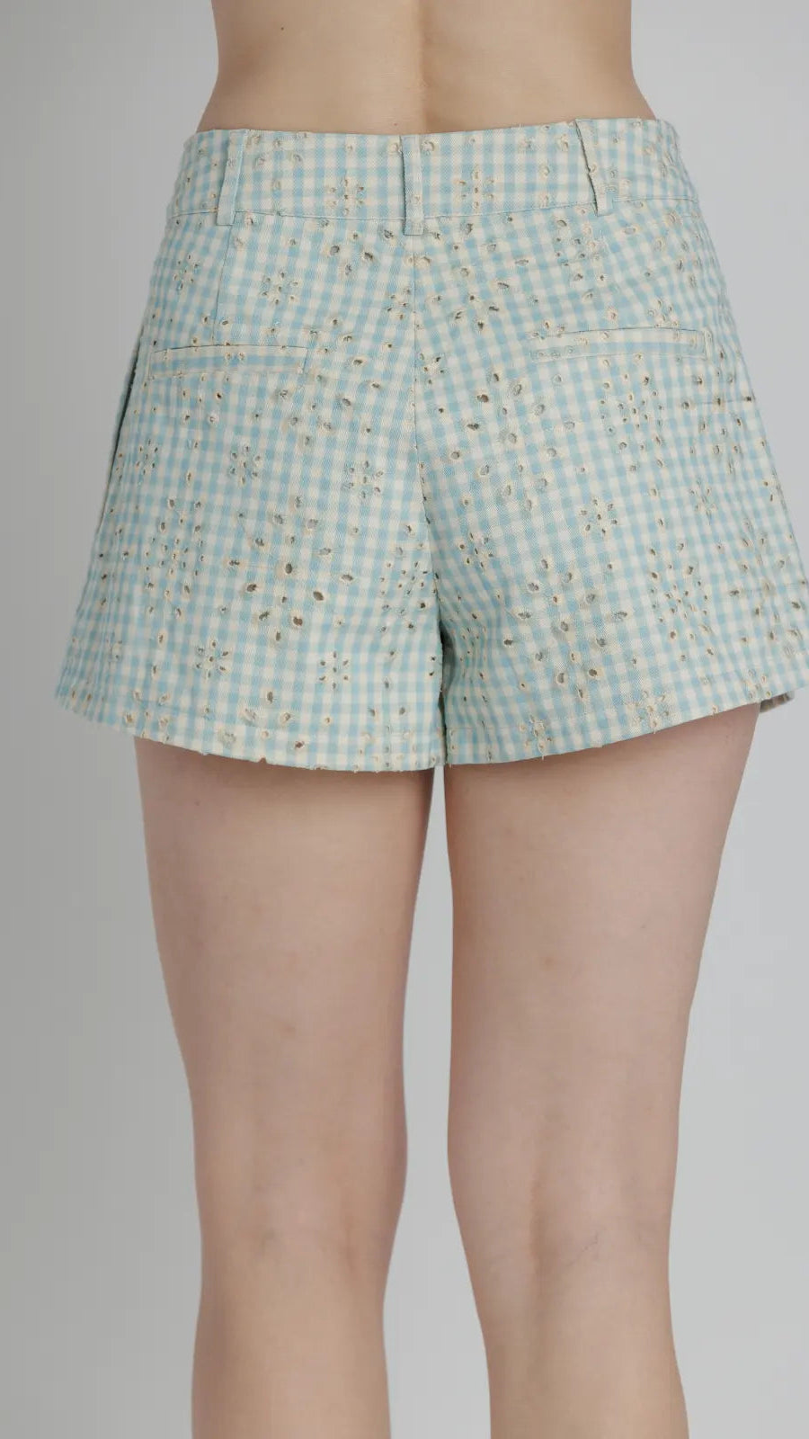 ICELY GINGHAM EYELET SHORTS