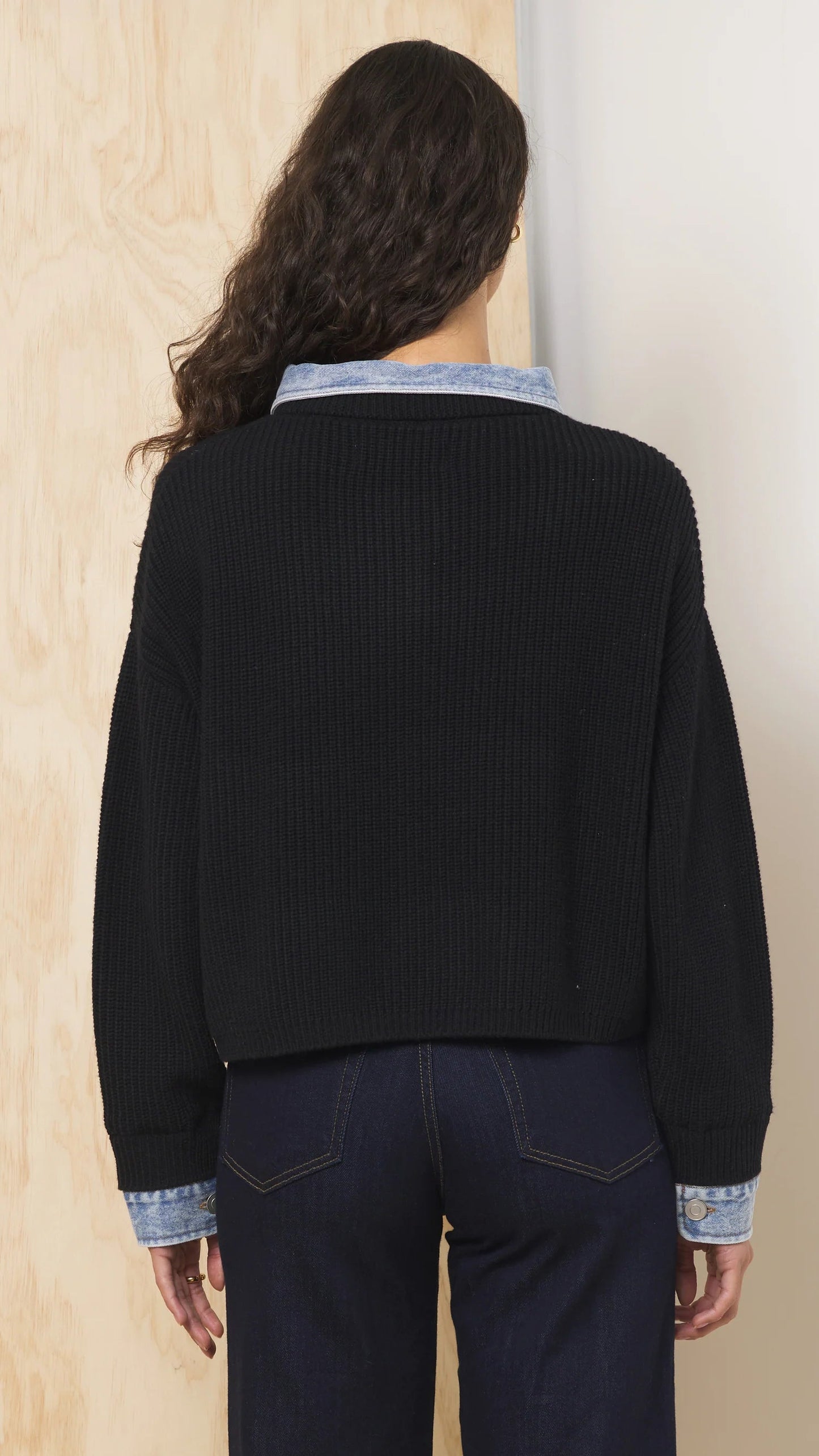 HENLEY DENIM SWEATER