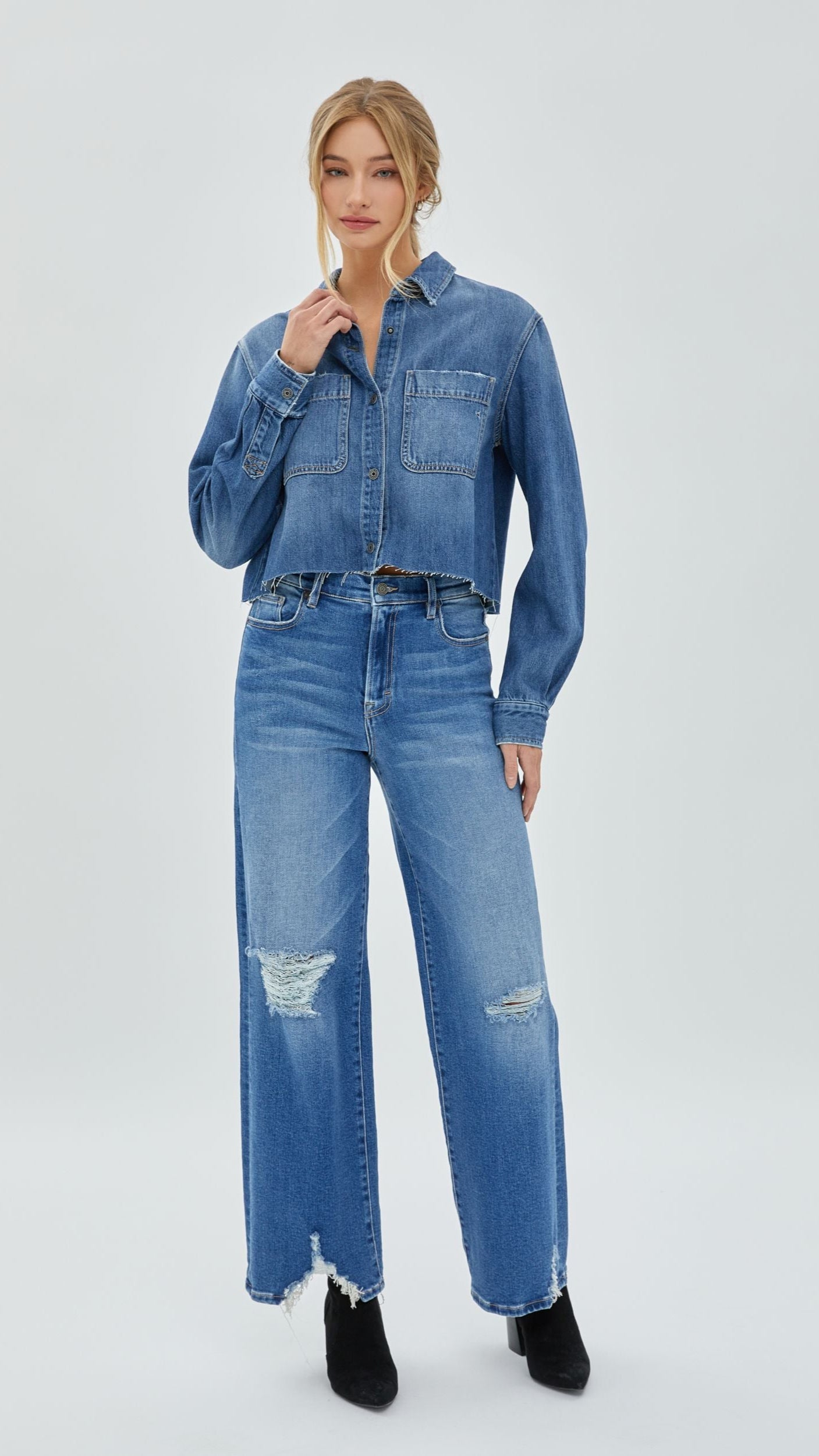 CROP DENIM TOP