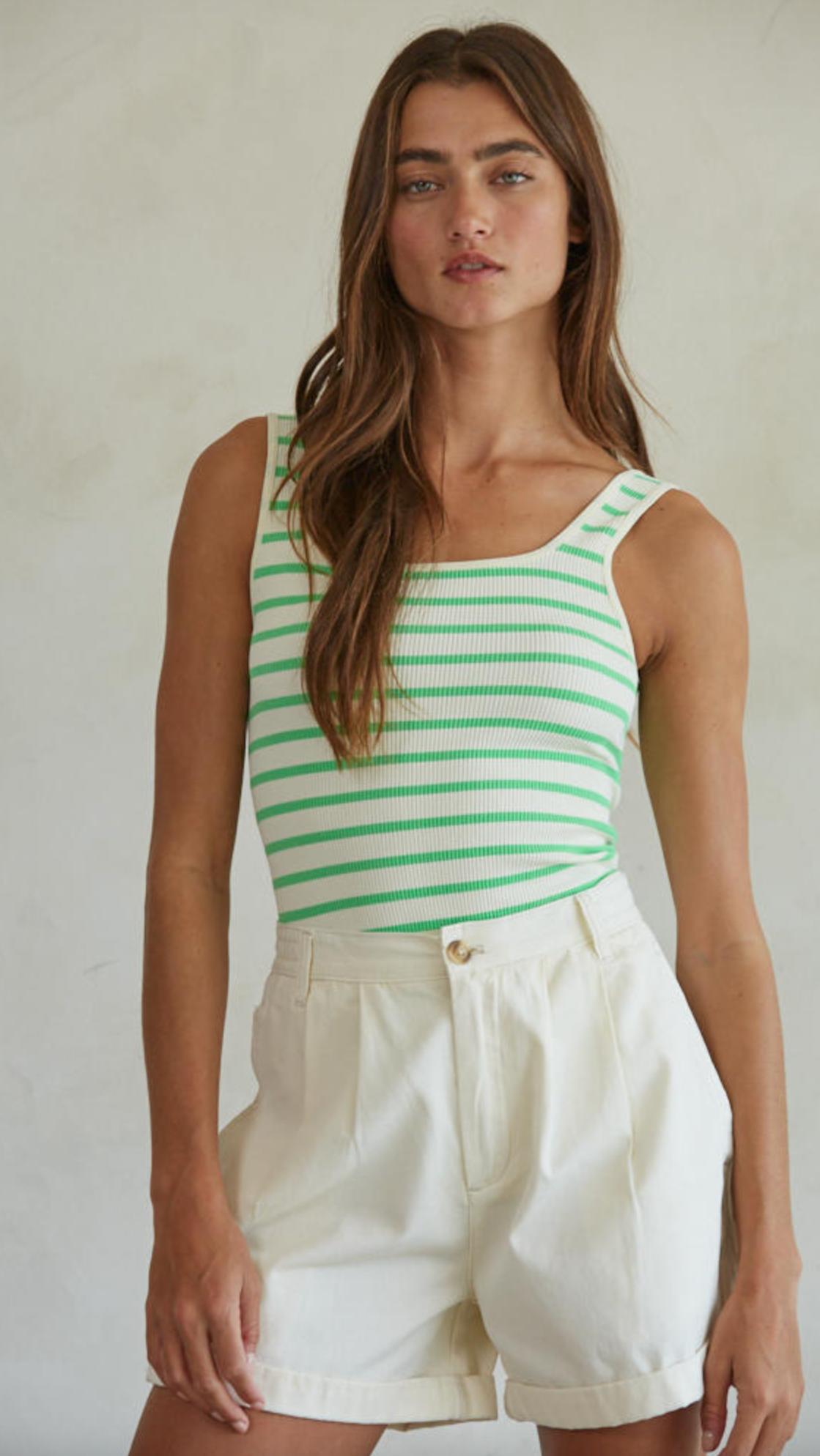 STRIPPED RIBBED BODYSUIT