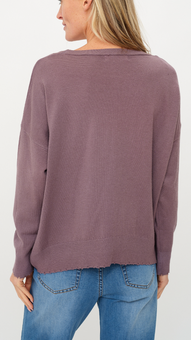 ANGII FRAYED SWEATER