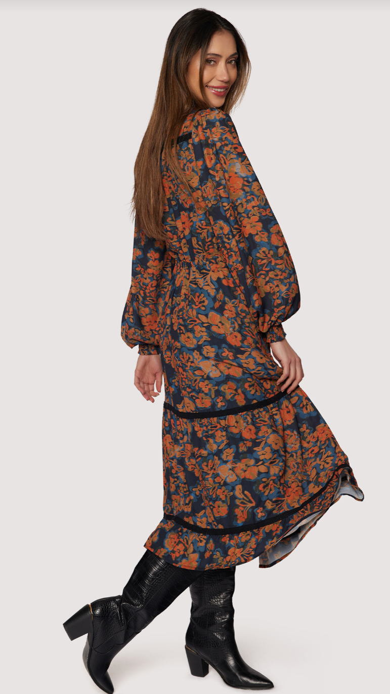 EMBERS BLOOM MIDI DRESS