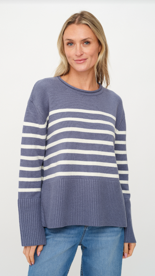 GERALYN STRIPED CREW NECK SWEATER