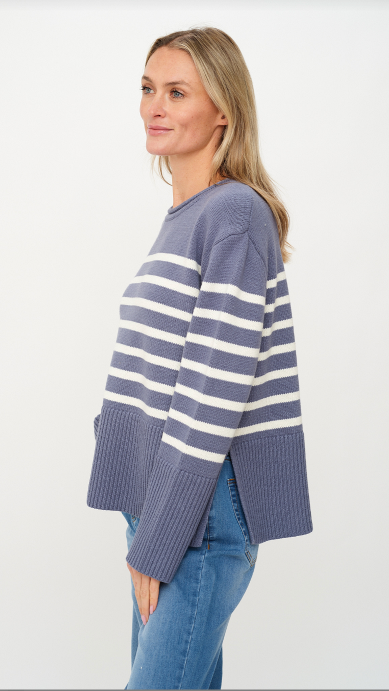 GERALYN STRIPED CREW NECK SWEATER