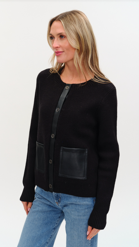 NATALIA LEATHER CARDIGAN