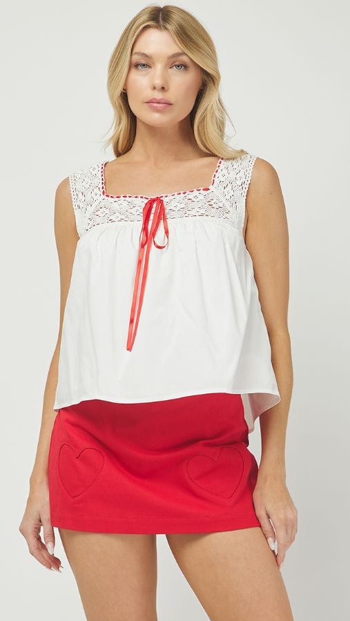 BELLA RED RIBBON TOP – Apricot Lane Camp Hill