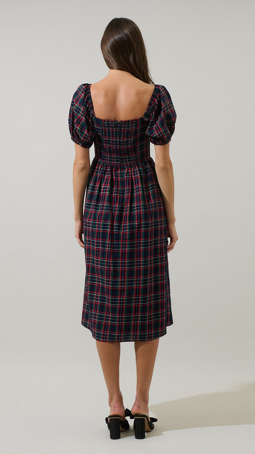 ARVADA PLAID MIDI DRESS