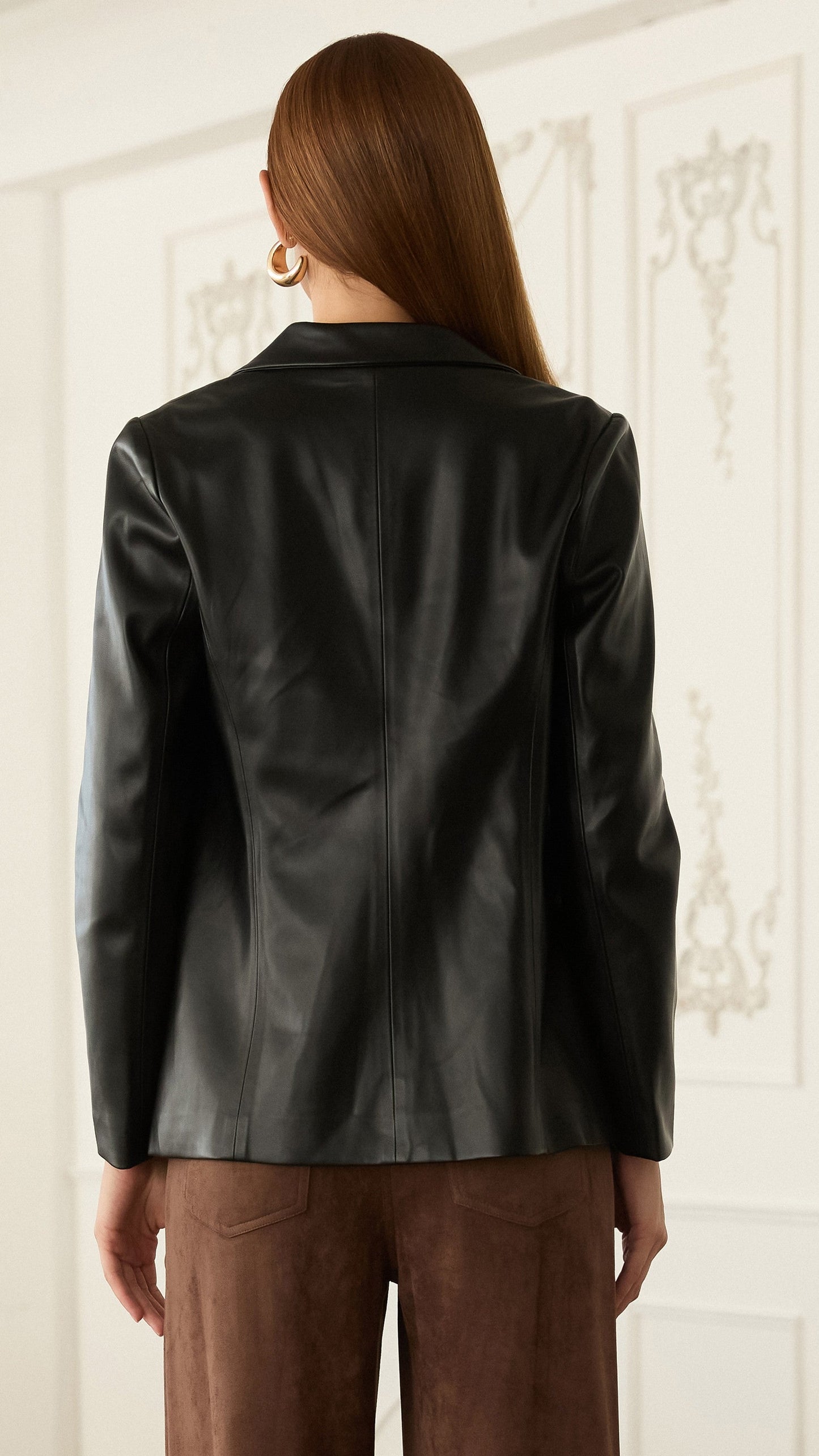 FAUX LEATHER BLAZER