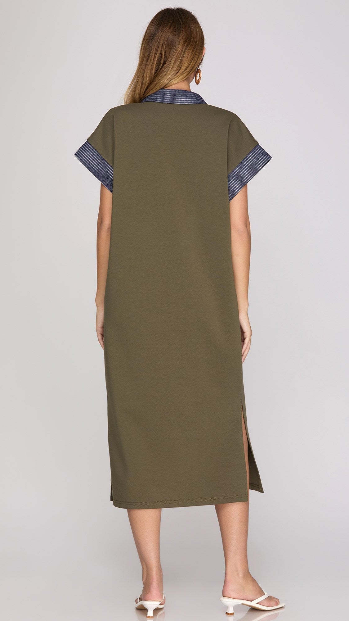 AUDREY COLLARED MIDI DRESS
