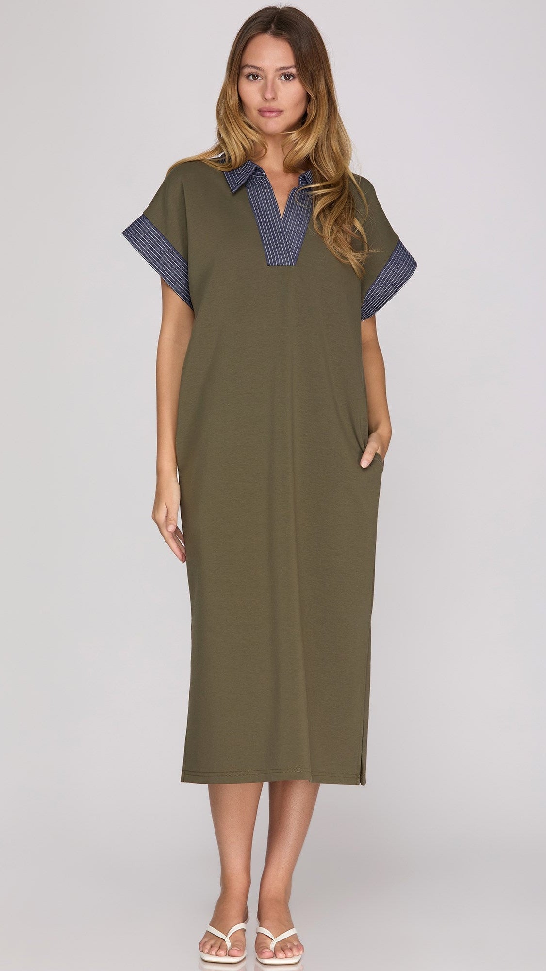 AUDREY COLLARED MIDI DRESS