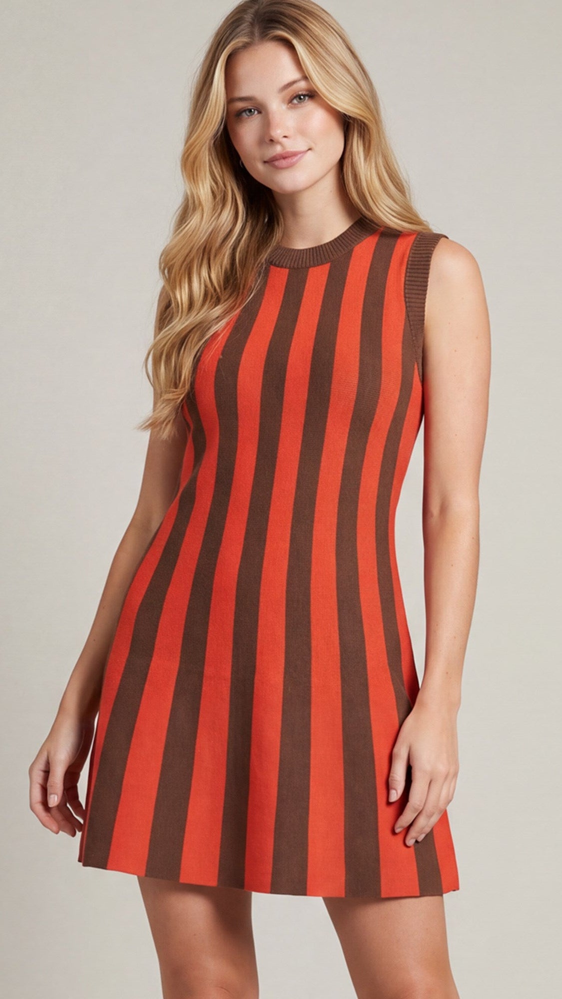 CAROLINE STRIPED MINI DRESS