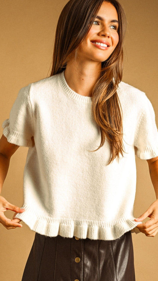 LENA RUFFLE HEM SWEATER