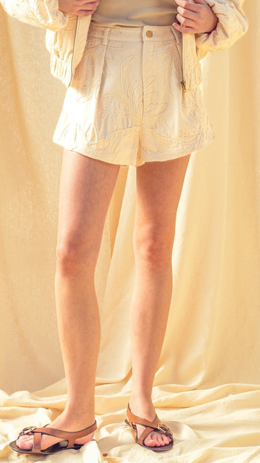 FLORAL JACQUARD SHORTS