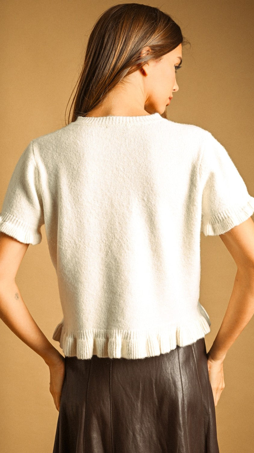LENA RUFFLE HEM SWEATER