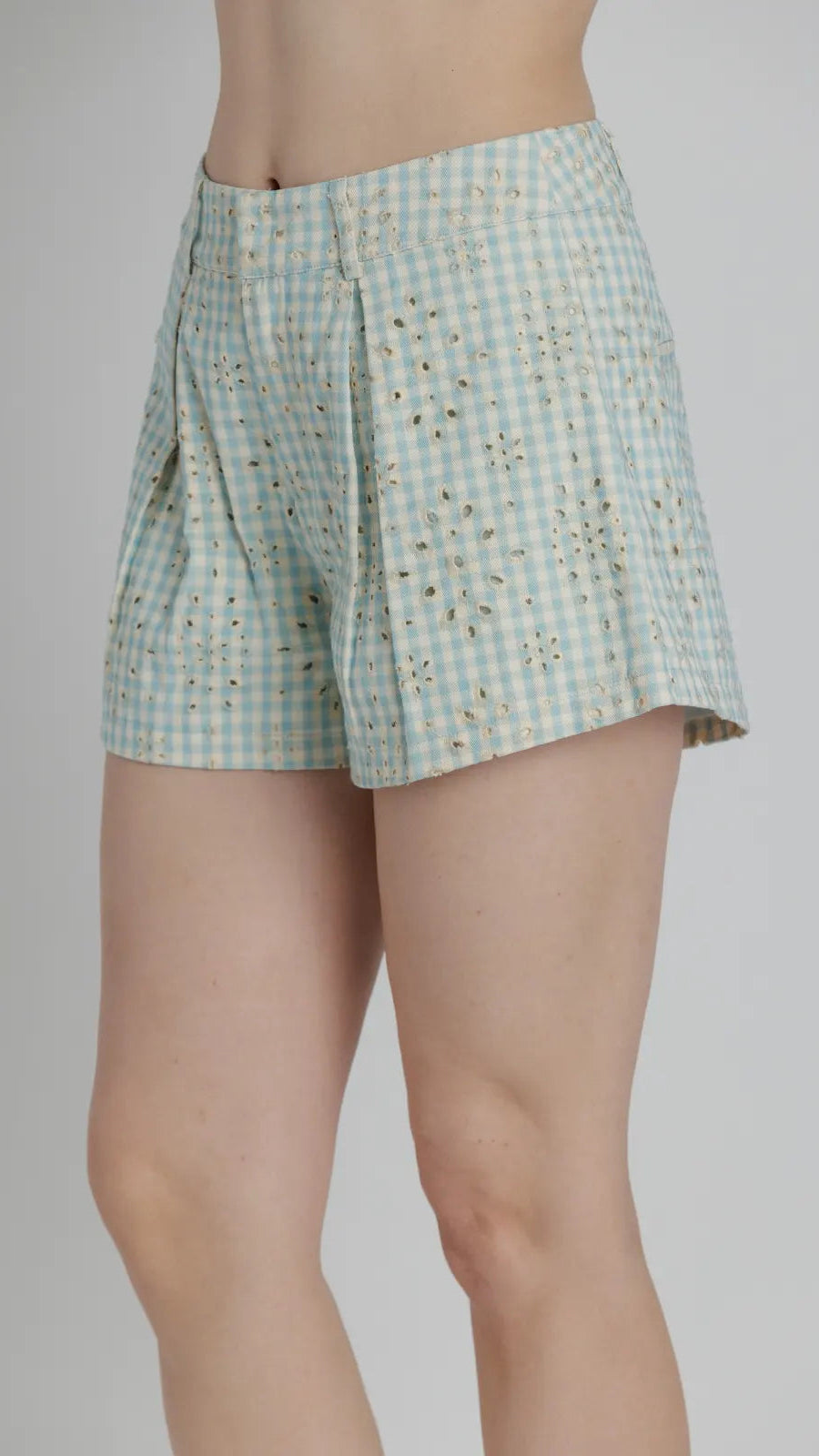ICELY GINGHAM EYELET SHORTS