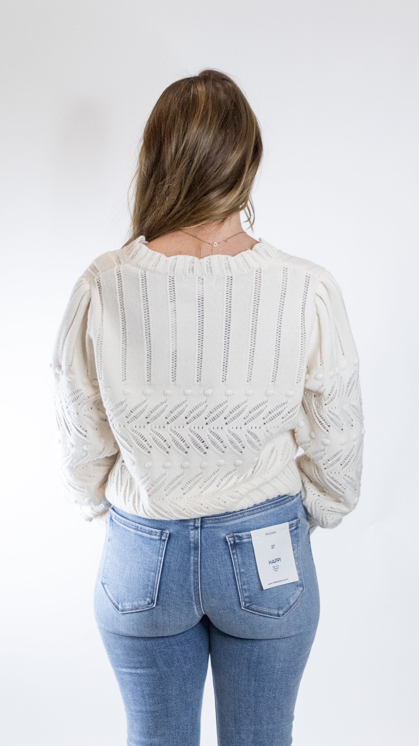 MIMI SCALLOP NECK CARDIGAN