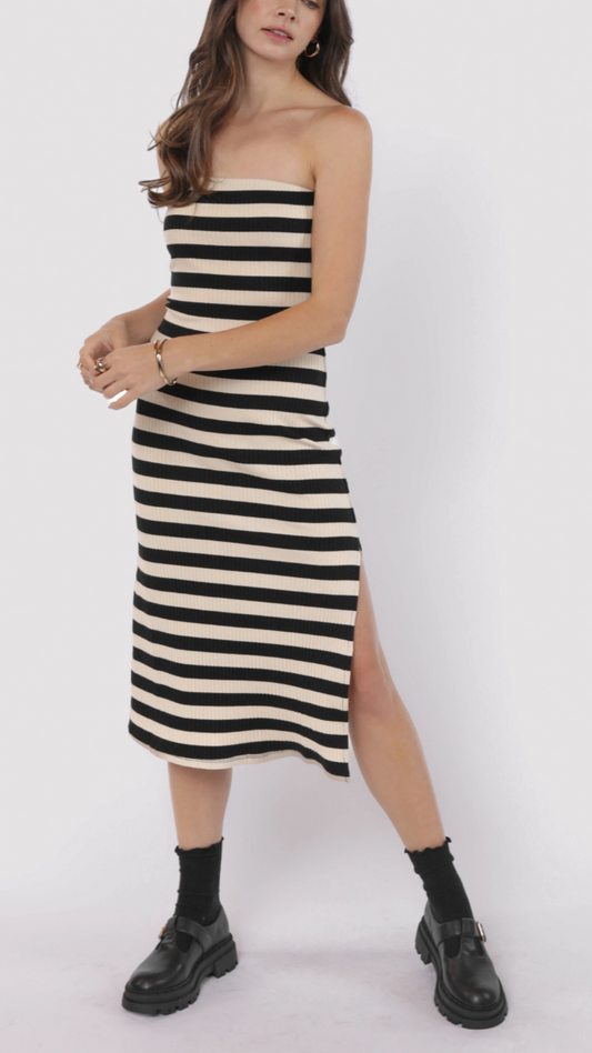 HUDA STRIPED KNIT DRESS