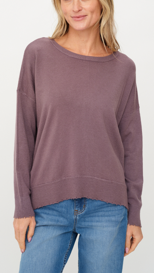 ANGII FRAYED SWEATER