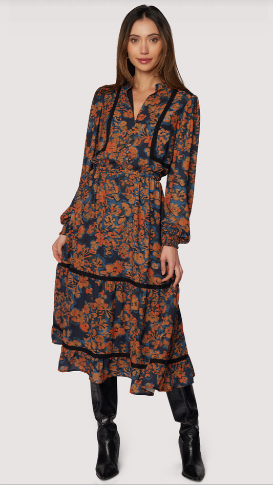 EMBERS BLOOM MIDI DRESS