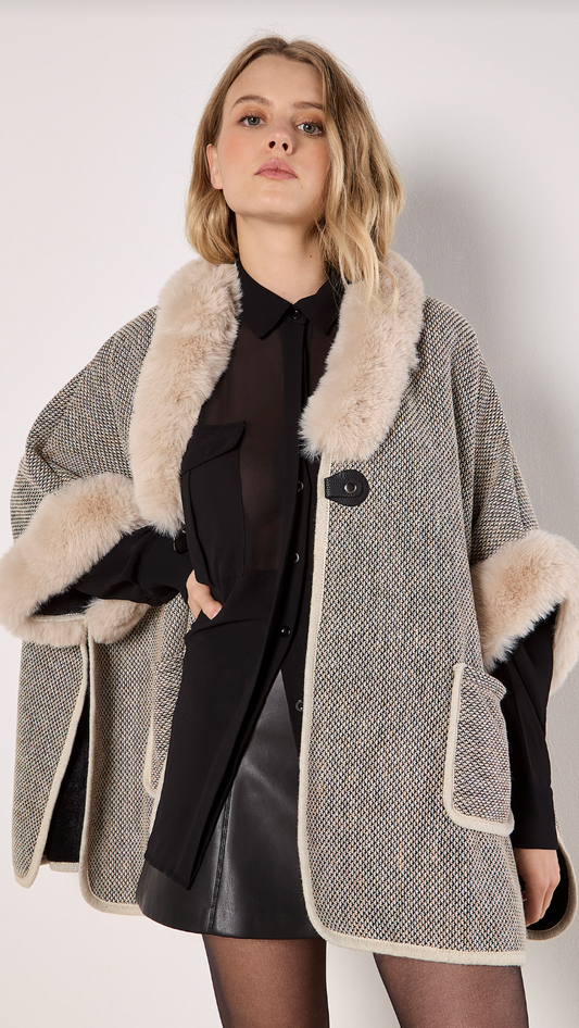 MARLENE FUR TRIM CAPE
