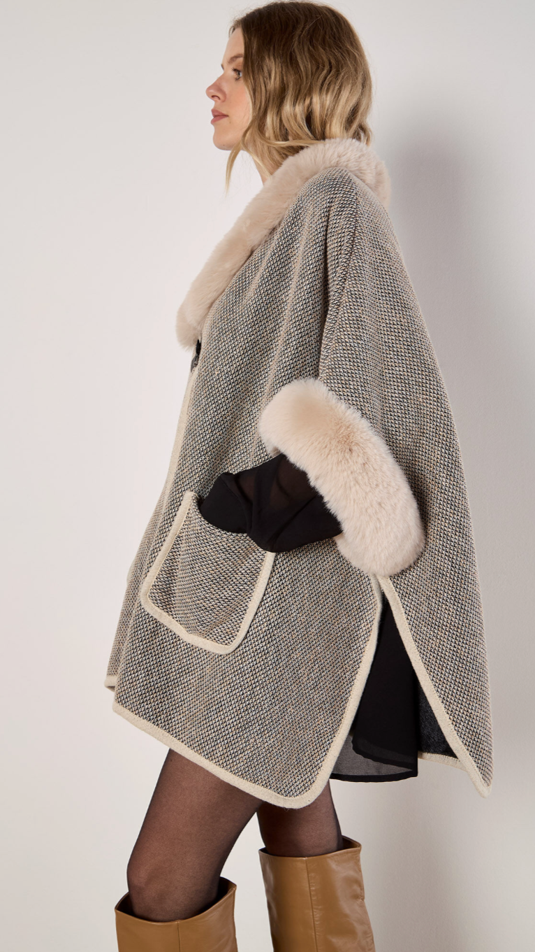 MARLENE FUR TRIM CAPE