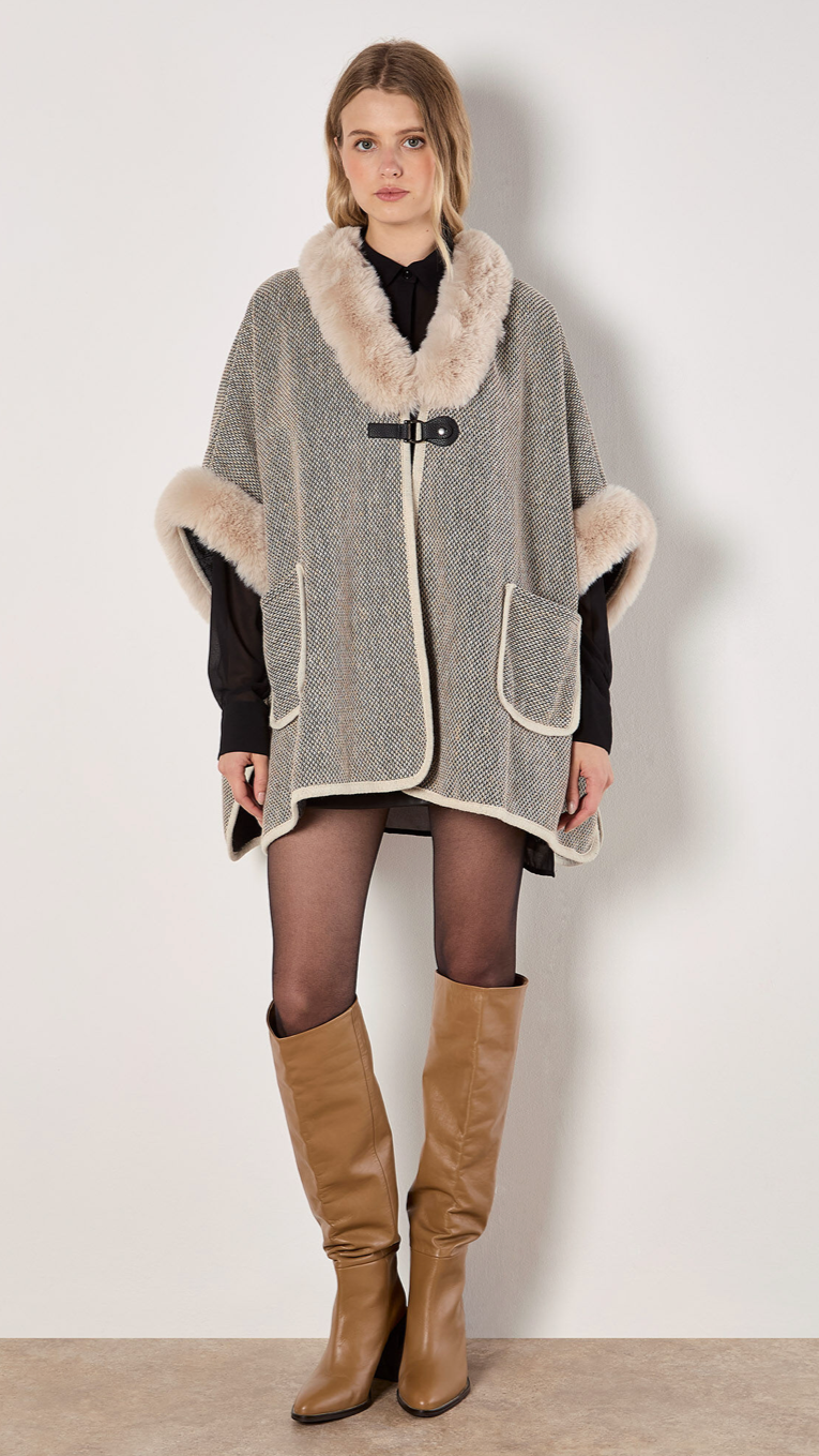 MARLENE FUR TRIM CAPE