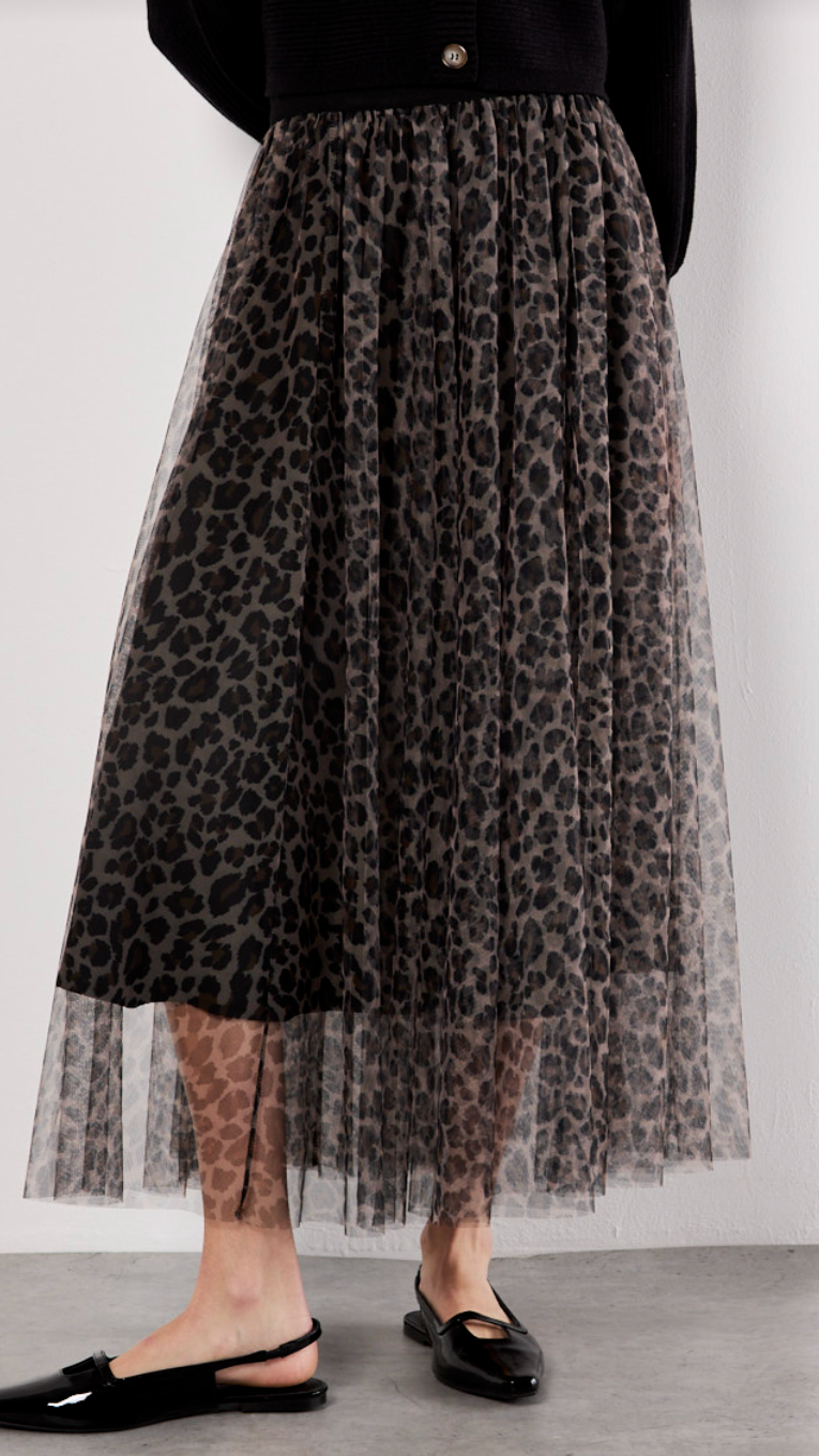 LEOPARD TULLE SKIRT