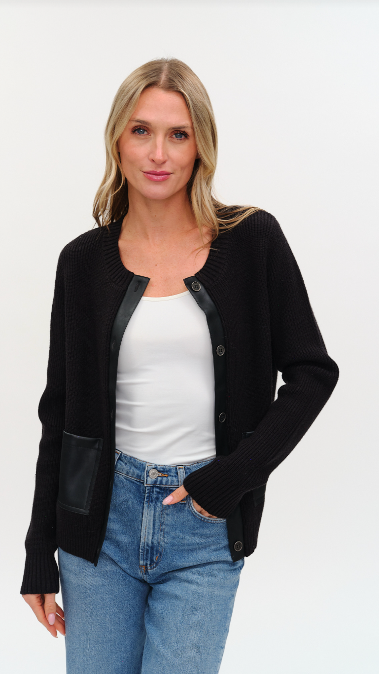 NATALIA LEATHER CARDIGAN