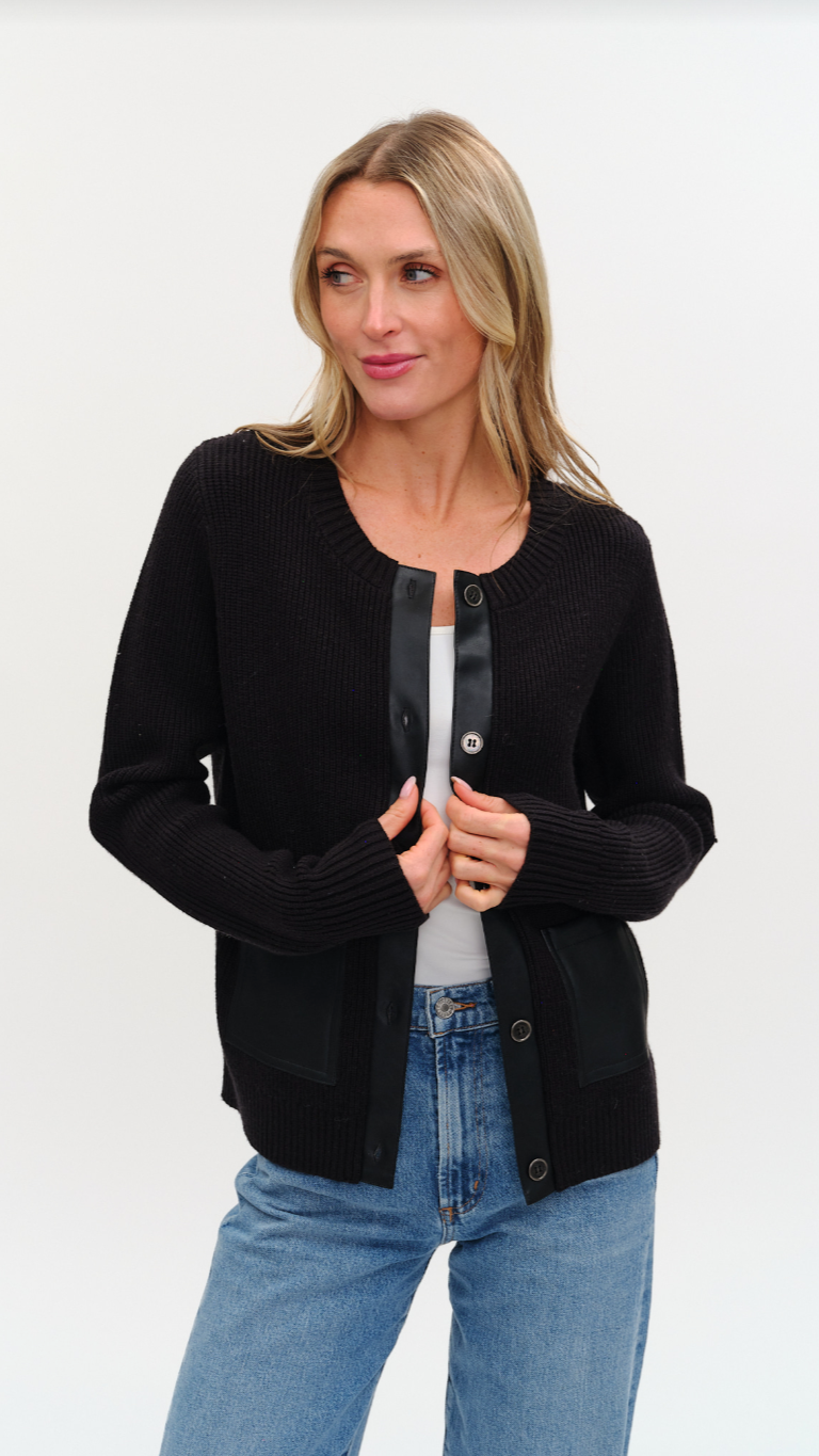 NATALIA LEATHER CARDIGAN