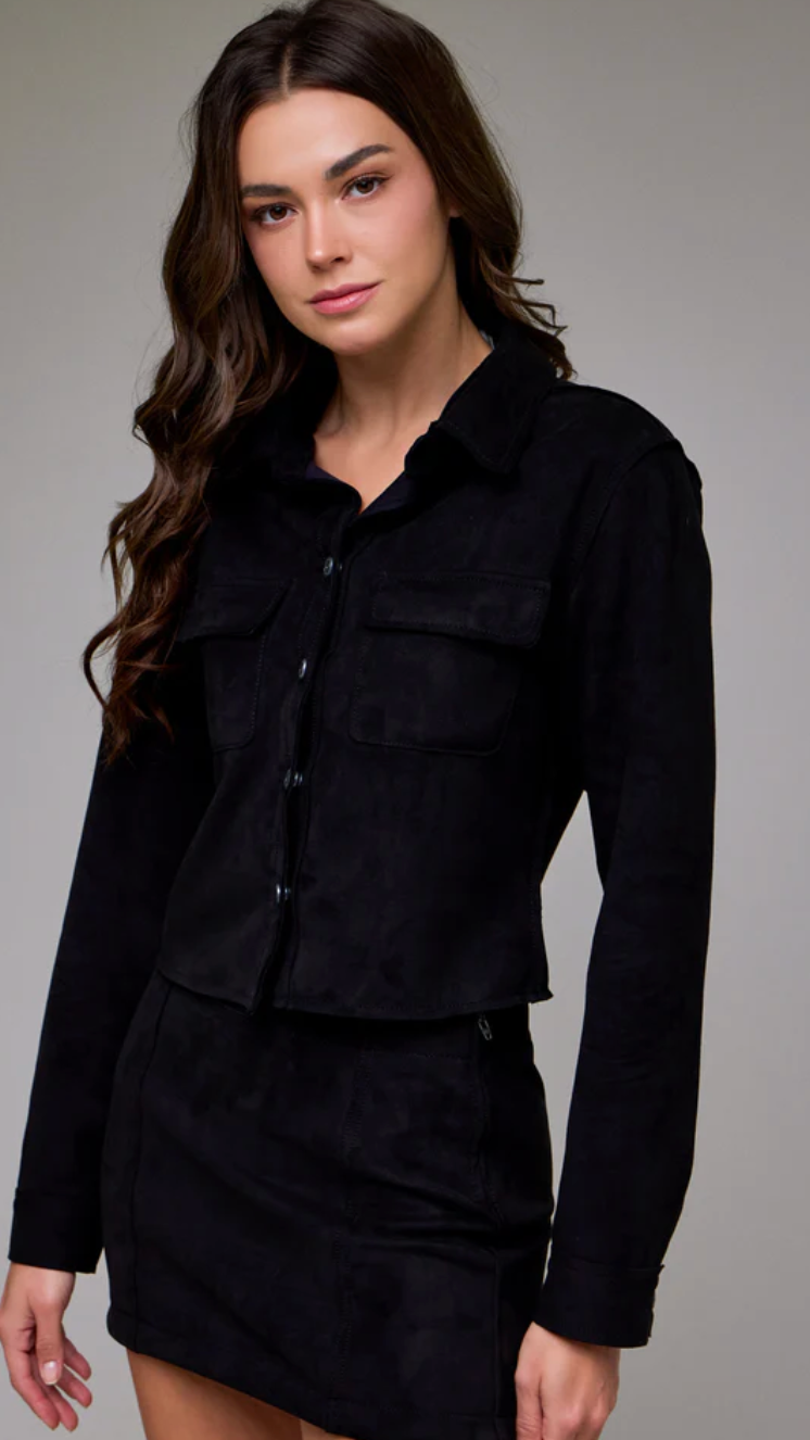 SUEDE BUTTON-UP SHIRT