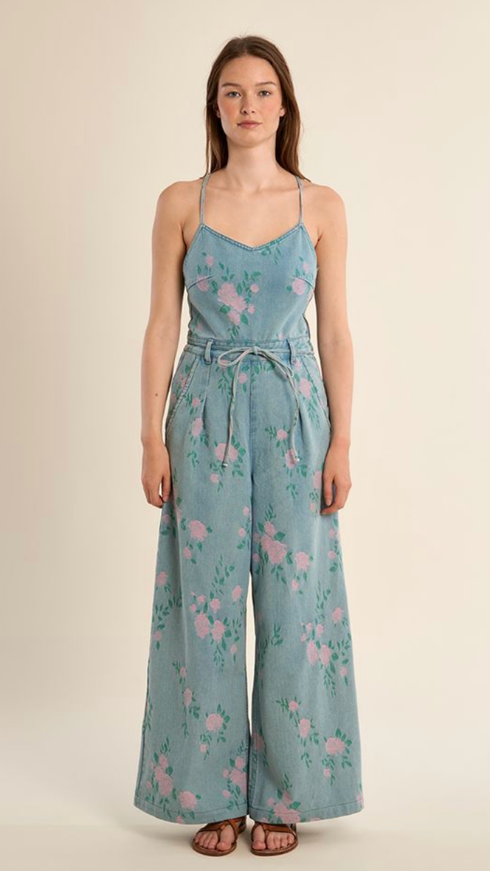 NINA FLORAL DENIM JUMPSUIT