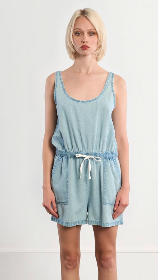 TERRY DENIM ROMPER