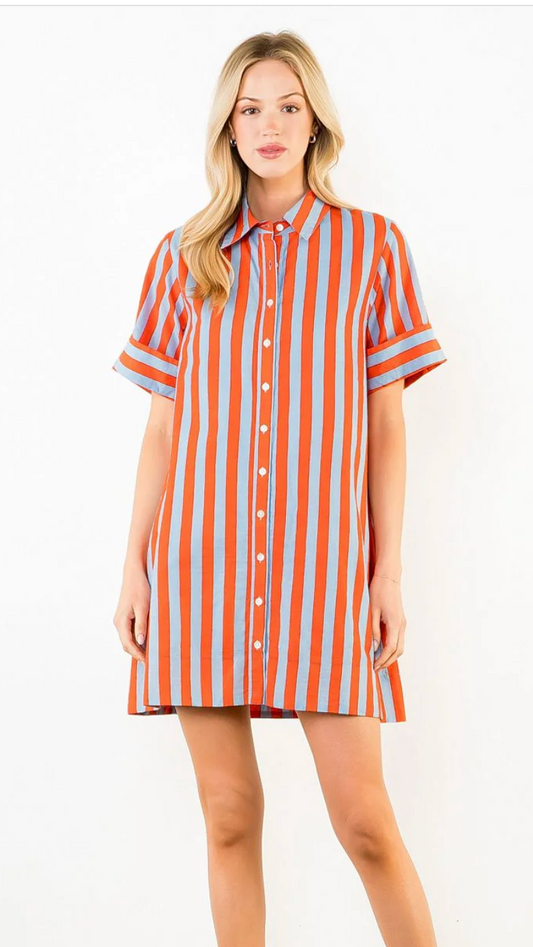 HADLEY STRIPE BUTTON DOWN DRESS