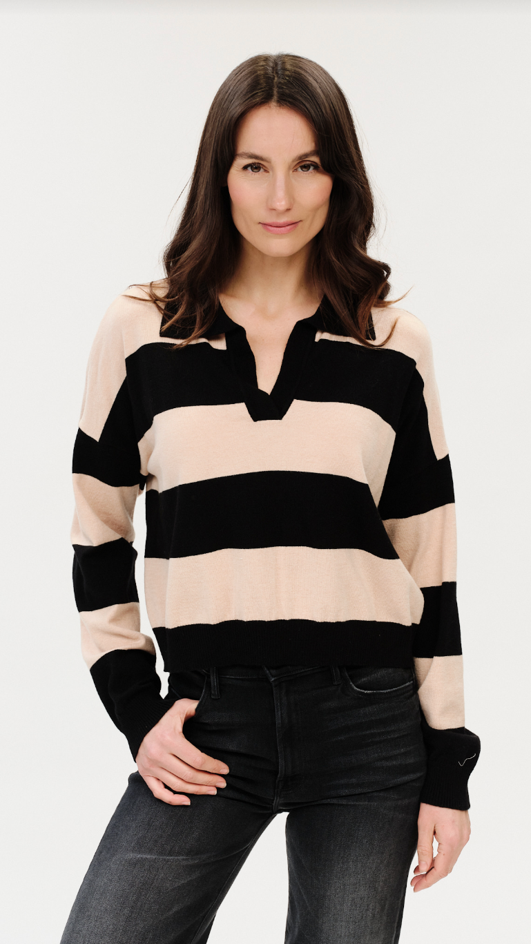KATE STRIPED COLLARED SWEATER