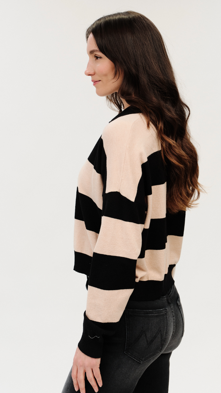 KATE STRIPED COLLARED SWEATER