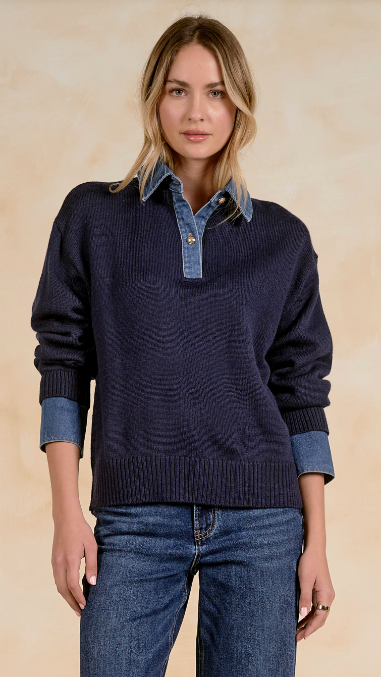 DELLA CHAMBRAY SWEATER