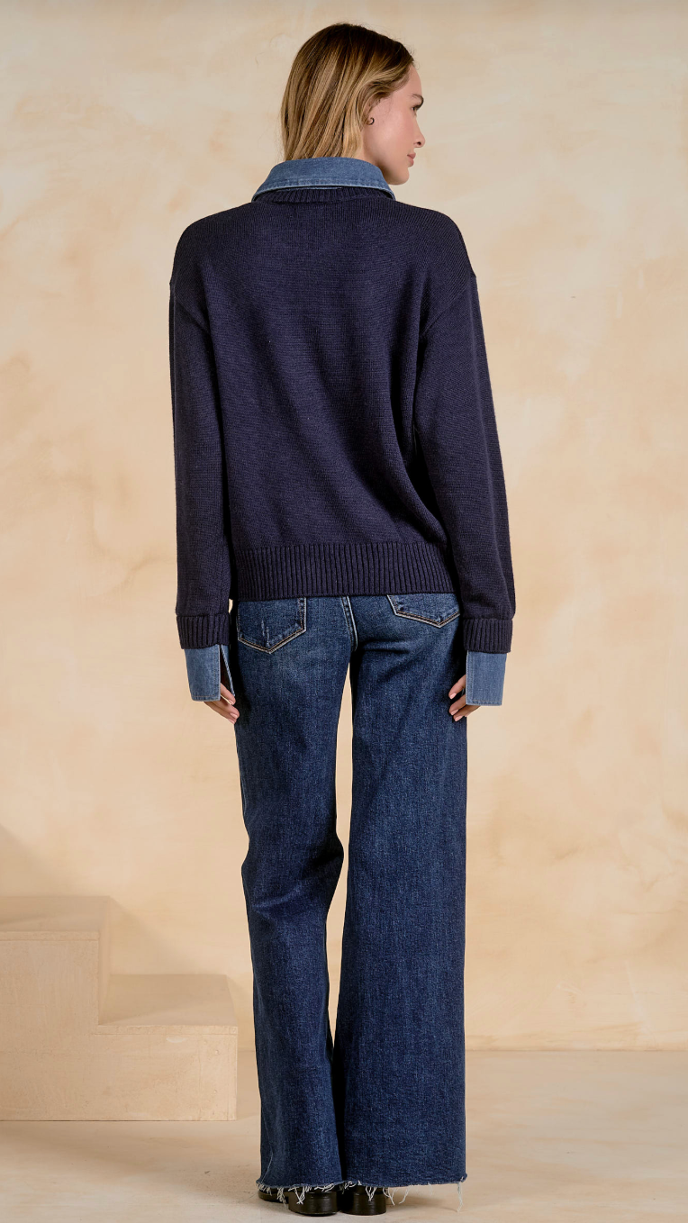 DELLA CHAMBRAY SWEATER