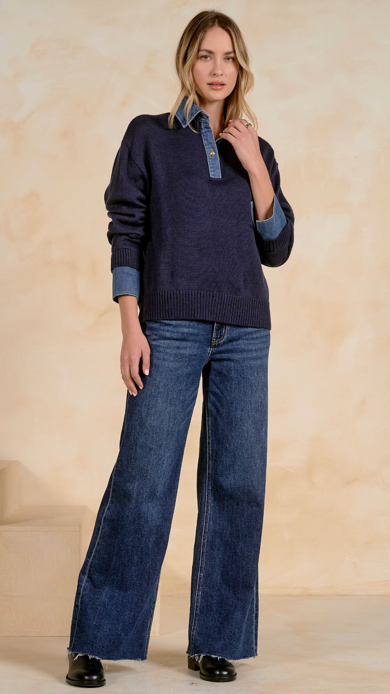 DELLA CHAMBRAY SWEATER
