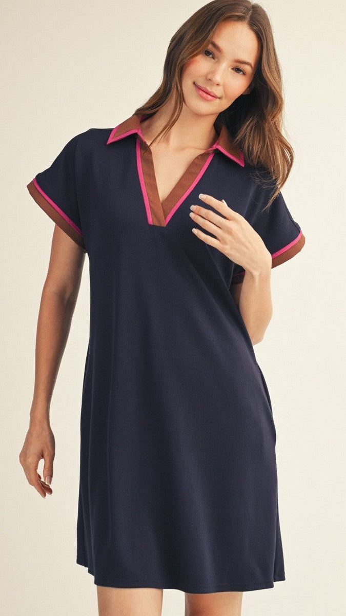 JUDIE STRIPE COLLARED DRESS