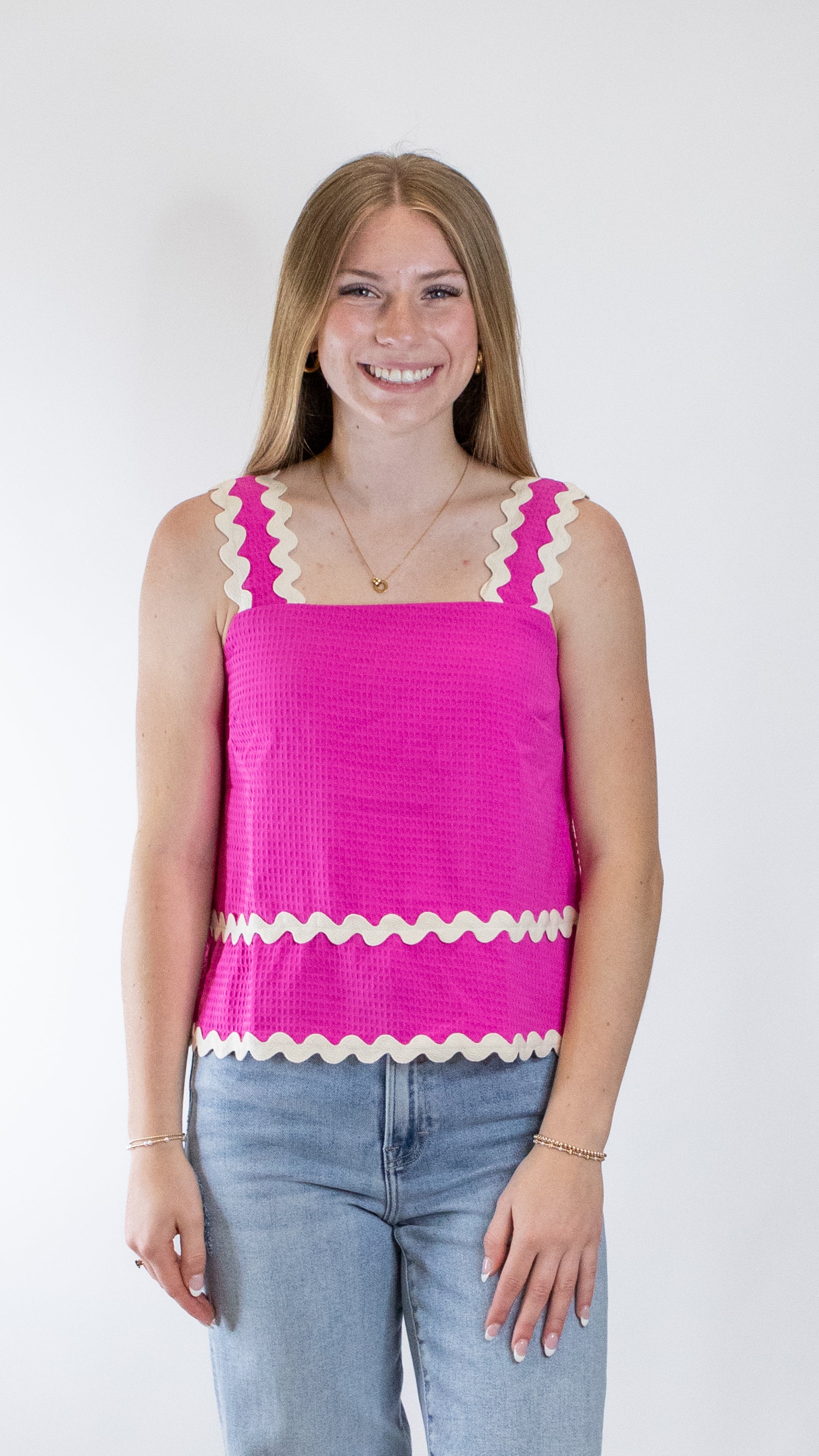 RICRAC HOT PINK TOP Apricot Lane Camp Hill