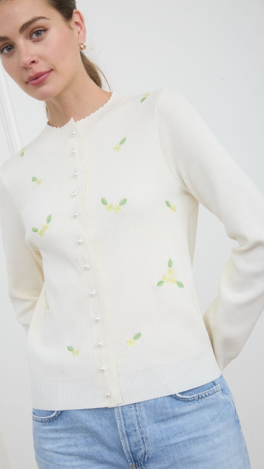 MAREN EMBROIDERED CARDI