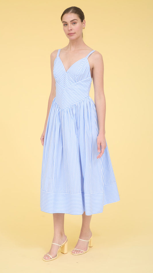 BROOKIE STRIPED MIDI DRESS